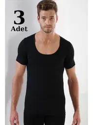 Arma Yıldız Premium Erkek Siyah Bisiklet Yaka Tişört Arma Yıldız 1002 - 3 ADET