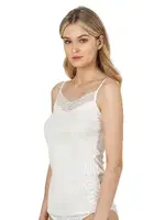 Premium Kumaş Esnek Viskon Kaşkorse Dantelli İp Askılı Kadın Atlet Özkan 26956  Ekru görsel 6