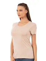 Premium Yumuşak Rahat Kumaş Viskon Bisiklet Yaka Kısa Kollu Örme T-shirt Özkan 26976 Ten görsel 9