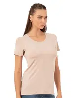 Premium Yumuşak Rahat Kumaş Viskon Bisiklet Yaka Kısa Kollu Örme T-shirt Özkan 26976 Ten görsel 10