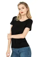 Premium Yumuşak Rahat Kumaş Viskon Bisiklet Yaka Kısa Kollu Örme T-shirt Özkan 26976 Siyah görsel 6