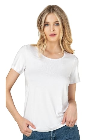 Premium Yumuşak Rahat Kumaş Viskon Bisiklet Yaka Kısa Kollu Örme T-shirt Özkan 26976