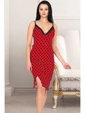 Lady Puantiyeli Askılı Kısa Gecelik Lady 6199