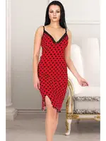 Puantiyeli Askılı Kısa Gecelik Lady 6199 Kırmızı