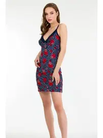 Lady Puantiyeli Çiçek Desenli Pamuklu Gecelik Lady 6181