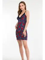 Puantiyeli Çiçek Desenli Pamuklu Gecelik Lady 6181 Lacivert