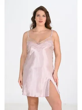 Ahu Lingerie Pudra 2li Büyük Beden Gecelik Sabahlık Takımı Bigsize Ahu 6214 - Alternatif Görünüm