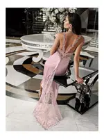 Pudra 2li Saten Gecelik Takımı Transparan Dantelli İmaj 3204 Pudra görsel 4