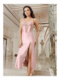 İmaj Kuyruklu Sabahlıklı Gecelik Çeyizlik Saten Set İmaj 4206