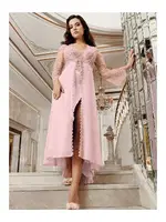 Kuyruklu Sabahlıklı Gecelik Çeyizlik Saten Set İmaj 4206 Pudra farklı açı