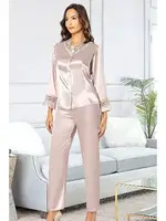 Pudra Saten 6Lı Gelin Çeyiz Seti Dantelli Gecelik Takımı XSES 1002 Pudra farklı açı