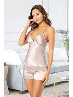 Pudra Saten 6Lı Gelin Çeyiz Seti Dantelli Gecelik Takımı XSES 1002 Pudra görsel 4