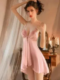 Pink Night Pudra Seksi Transparan Erotik Gecelik Pink Night 3911