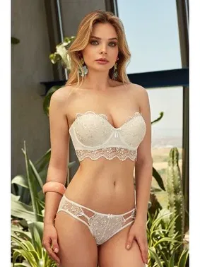 Nurteks Push Up Sütyen Külot Takım Ekru Nurteks 4584