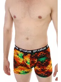 Çift Kaplan Renkli Yaprak Desenli Çift Kaplan Erkek Boxer 796 Dijital Baskılı