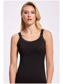 Arma Yıldız Ribana Siyah İnce Askılı Dantelli Atlet Arma Yıldız 3331