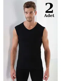 Arma Yıldız Ribana Siyah V Yaka Kolsuz Atlet 2li Paket Arma Yıldız 1115 - 2 ADET