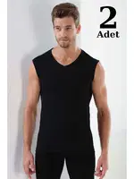 Ribana Siyah V Yaka Kolsuz Atlet 2li Paket Arma Yıldız 1115 - 2 ADET Siyah