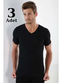 Arma Yıldız Ribana V Yaka Erkek Siyah Tişört 3'lü Paket Arma Yıldız 155 - 3 ADET
