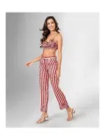 Sabahlık Sütyen Pijama Takımı Kırmızı Çizgili Ahu Loriva 1844 Kırmızı detay görünüm