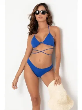 DOREMI Saks Mavi Bağlama Detaylı Normal Bel Bikini Takım DoReMi 002-001002