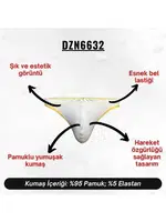 Sarı Biyeli Beyaz Erkek Tanga  Darkzone DZN6632 farklı açı