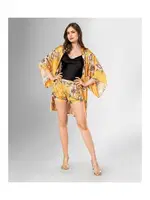 Sarı Çiçekli 3lü Şort Takımı Desenli Ahu Lingerie Loriva 1848 Sarı