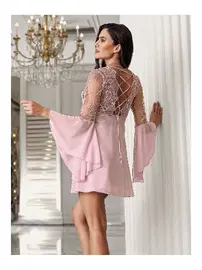 İmaj Saten 2'li Kadın Fantazi Transparan Dantel Sırtı Biyeli Bağlama Detaylı Gecelik Takımı İmaj 3205