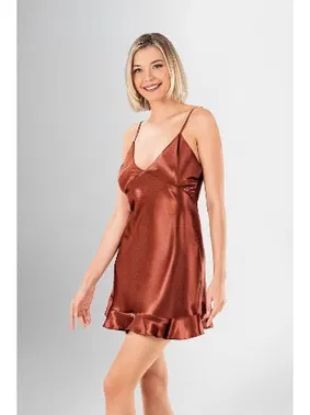 Ahu Lingerie Saten 2Li Kısa Sabahlık Takımı Kiremit Ahu Loriva 1910 - Alternatif Görünüm