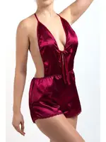 Saten Babydoll Takım Miorre 001-000829 Bordo farklı açı