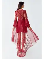 Saten Bordo Gecelik Takımı Transparan Dantel Detaylı İmaj 4200 Bordo detay görünüm