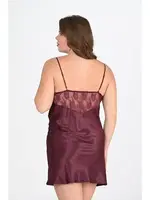 Saten Büyük Beden Mürdüm Gecelik Ahu Primoda 2108 Mürdüm farklı açı