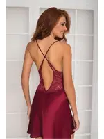 Sırt Dekolteli Saten Dantelli Kısa Kadın GecelikPierre Cardin 680 Bordo görsel 16