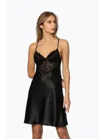 Sırt Dekolteli Saten Dantelli Kısa Kadın GecelikPierre Cardin 680 Siyah görsel 10