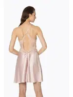 Sırt Dekolteli Saten Dantelli Kısa Kadın GecelikPierre Cardin 680 Pudra detay görünüm