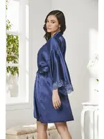 Saten Dantelli Çapraz Askılı Gecelik Sabahlık Takımı Pierre Cardin 4250 Lacivert görsel 20