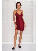 Saten Dantelli Çapraz Askılı Gecelik Sabahlık Takımı Pierre Cardin 4250 Bordo görsel 10