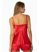 Saten Dantelli Kısa Şort Babydoll Takım Pierre Cardin 425  Kırmızı görsel 12