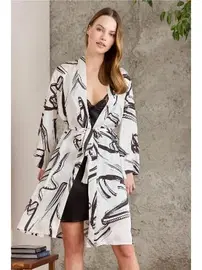 Pierre Cardin Saten Emprime Dantelli Desenli Gecelik Sabahlık Takım Pierre Cardin 2430 