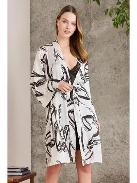 Pierre Cardin Saten Emprime Dantelli Desenli Gecelik Sabahlık Takım Pierre Cardin 2430  - Alternatif Görünüm