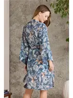 Çiçek Desenli Saten Emprime Gecelik Sabahlık Takım Pierre Cardin 2410 Ekru farklı açı