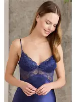 Saten Emprime Gecelik Sabahlık Takım Pierre Cardin 2415  Lacivert görsel 9