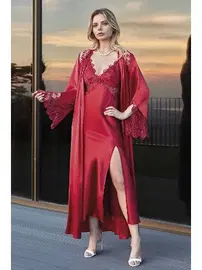 Nurteks Saten Gecelik Sabahlık Nurteks 5184