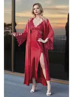 Saten Gecelik Sabahlık Nurteks 5184 Bordo