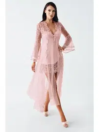 İmaj Saten Gecelik Takımı Transparan Dantel Detaylı İmaj 4200