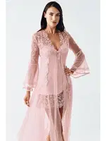 Saten Gecelik Takımı Transparan Dantel Detaylı İmaj 4200 Pudra farklı açı