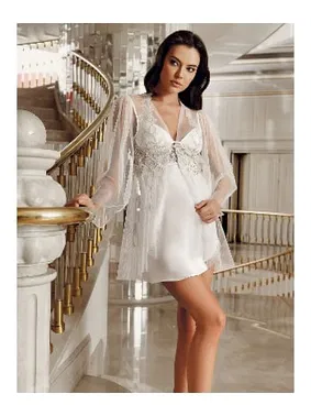 İmaj Saten Mini Dantelli Tüllü Taşlı Transparan Fantazi Gecelik Takım İmaj 4217