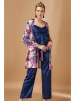 Saten Pijama Takım Lacivert Nurteks 5951 Lacivert