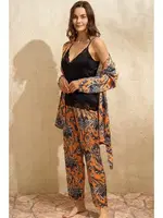 Saten Sabahlık Atlet ve Pantolon Takım Anıl 5621 Sarı