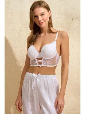 Anıl Saten Çiçek Desenli Dantelli Sabahlık Balenli Destekli Dolgulu Büstiyer Sütyen ve Pantolon Pijama 3'lü Takım Anıl 4821 - Alternatif Görünüm